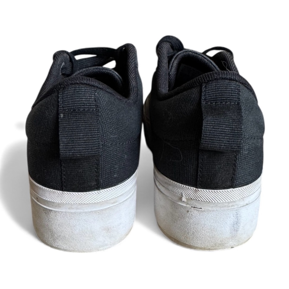 Adidas Black White Canvas Court Sneakers Lace-Up Low Top Shoes Retro Size 8.5 - Picture 4 of 9